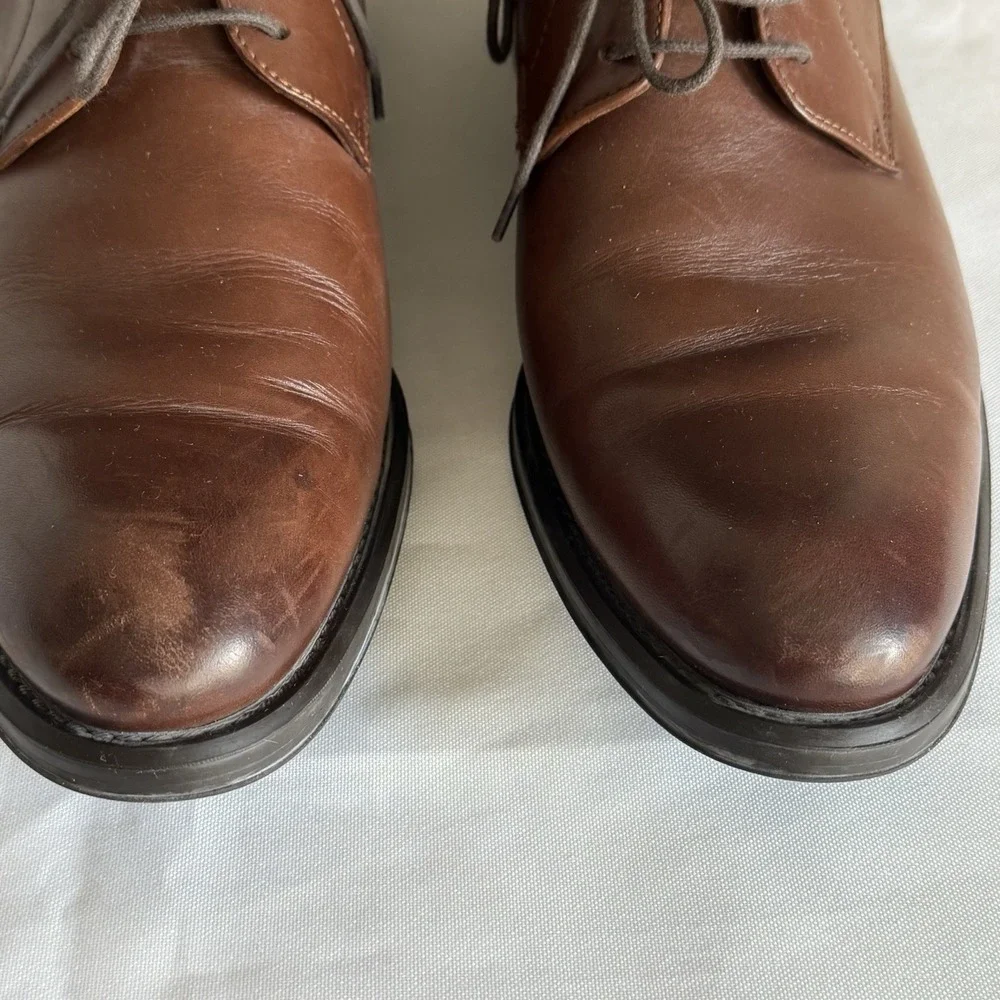 Broletto Brown Italian Lace Up Oxford Leather Shoes Professional Office Mens 9.5